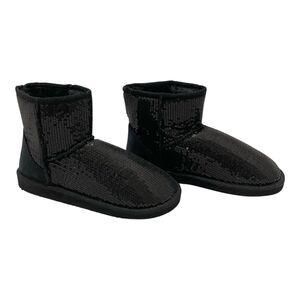 Relativity Mini Ankle Boots Womens Size 7 Black Frost Sequin